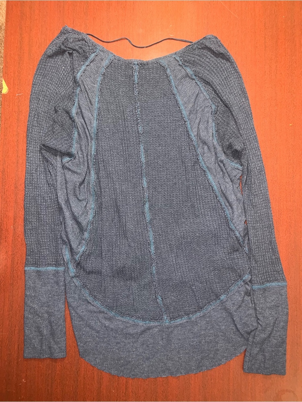We The Free Teal Blue V-Neck Layered Hem Knit Top - Picture 5 of 5